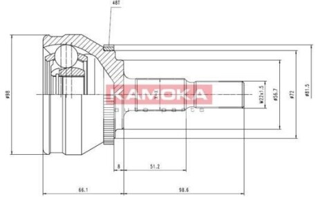 Шарнир равных угловых скоростей (ШРУС) KAMOKA 7128