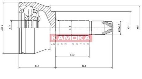 Шарнир равных угловых скоростей (ШРУС) KAMOKA 7136