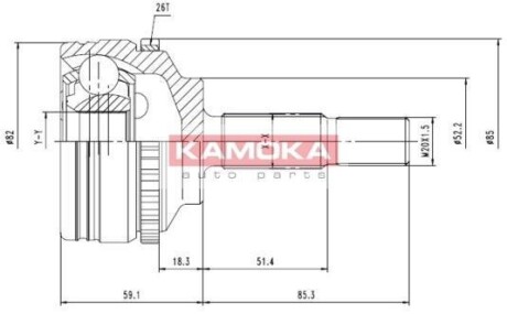 Шарнир равных угловых скоростей (ШРУС) KAMOKA 7140