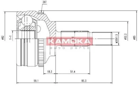 Шарнир равных угловых скоростей (ШРУС) KAMOKA 7140
