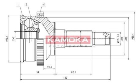 Шарнир равных угловых скоростей (ШРУС) KAMOKA 7194