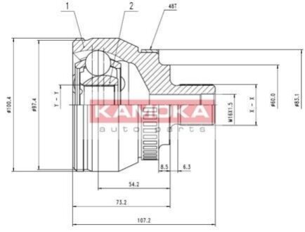 Шарнир равных угловых скоростей (ШРУС) KAMOKA 7268