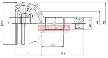 Шарнир равных угловых скоростей (ШРУС) KAMOKA 7334