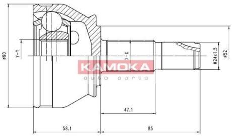 Шарнир равных угловых скоростей (ШРУС) KAMOKA 7412