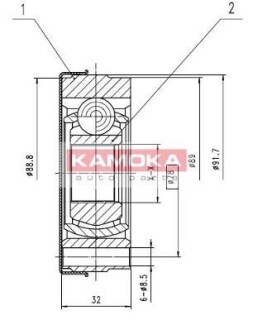 Шарнир равных угловых скоростей (ШРУС) KAMOKA 8010