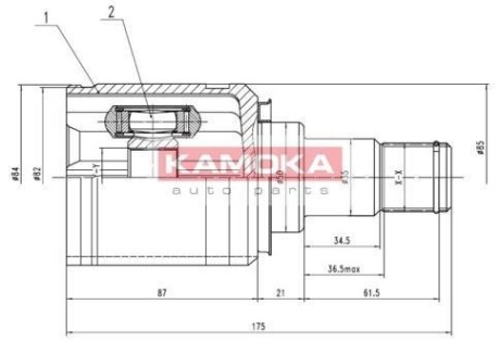 Шарнир равных угловых скоростей (ШРУС) KAMOKA 8721