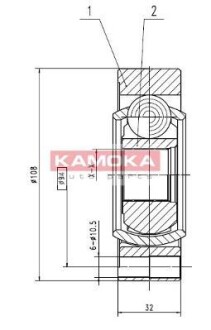 Шарнир равных угловых скоростей (ШРУС) KAMOKA 9196