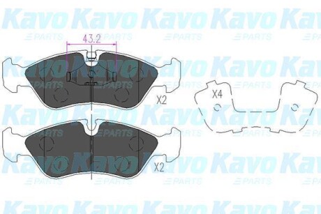 Тормозные колодки дисковые, комплект KAVO KBP-1004