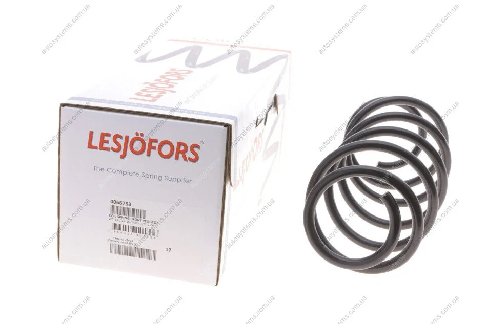 Пружина (передня) Peugeot 207 1.4 06-15 (хетчбек)/SW 1.4 07-13 (універсал) (+AC) LESJOFORS 4066758 (фото 1)