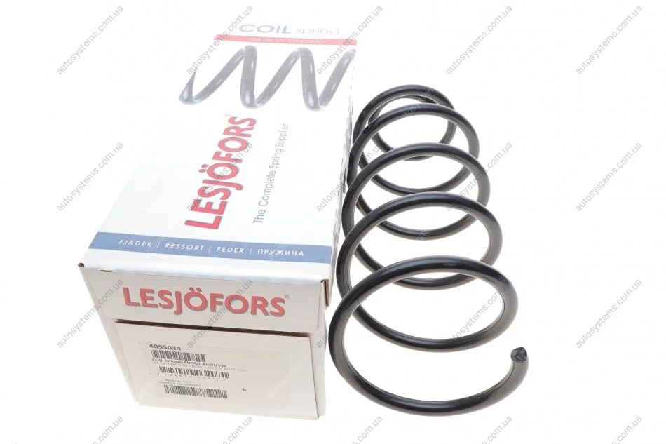 Пружина (передня) VW Golf IV 1.4 16V (-AC)/1.6/16V/FSI МКПП (-AC) 97-06 (накл.з.ч/ун)/Audi A3 96-03 LESJOFORS 4095034 (фото 1)