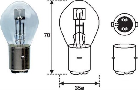 Лампа галогенная 12В S1 25/25Вт MAGNETI MARELLI 002588100000