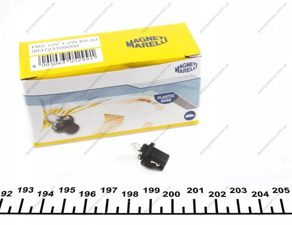 Автолампа PB5 12V 1.2W BAX10d/B8.5d Standard (в щиток приладів/черна) (PB5 1,2W 12V) MAGNETI MARELLI 003723100000 (фото 1)
