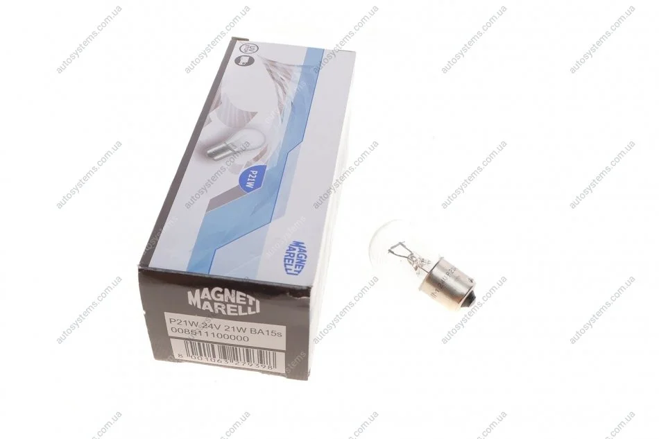 Автолампа P21W 24V 21W BA15s Стандарт (P21W 24V) MAGNETI MARELLI 008511100000 (фото 1)