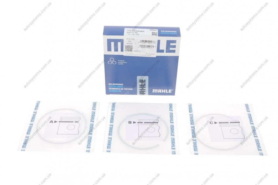 Кільця поршневі,комплект MAHLE / KNECHT 030 77 N0 (фото 1)