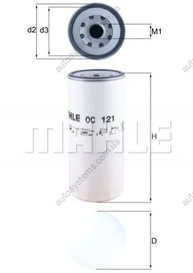 Фильтр масляный RVI/Volvo W11102/36 MAHLE / KNECHT OC121 (фото 1)