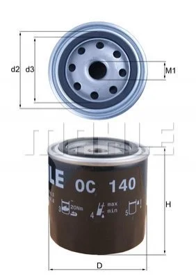 Фильтр масляний MAHLE / KNECHT OC140 (фото 1)