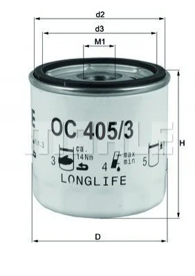 Фильтр масляний MAHLE / KNECHT OC405/3 (фото 1)