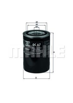 Масляный фильтр MAHLE / KNECHT OC 67