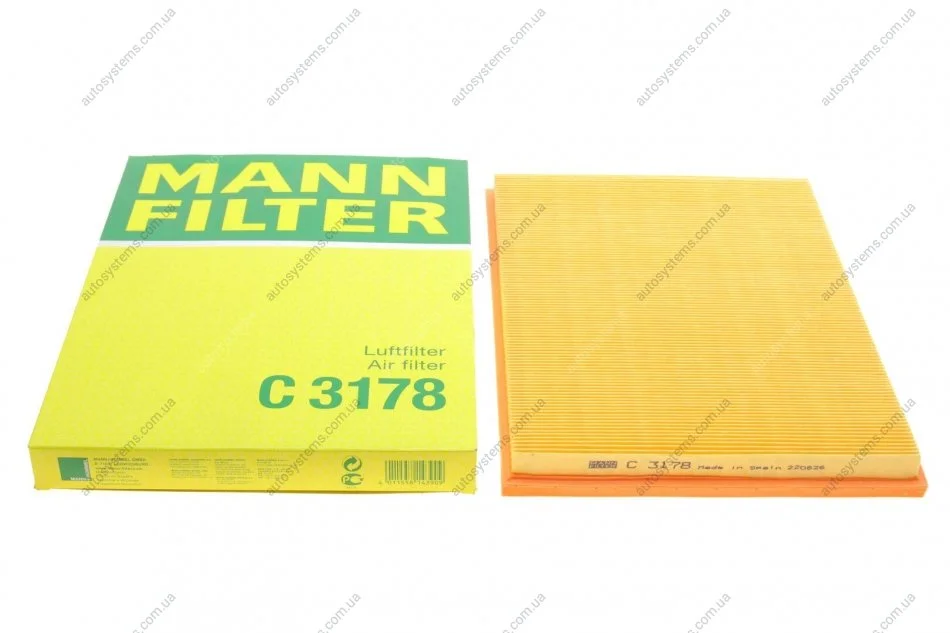 Фільтр повітряний Opel Astra F 1.4-2.0i 16V/1.6Si/1.7D/2.0GSI 91-01 MANN C 3178 (фото 1)