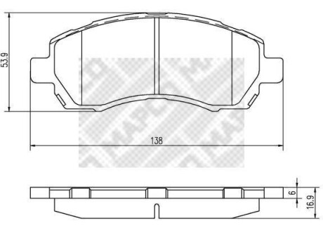 Тормозные колодки дисковые, комплект MAPCO 6844