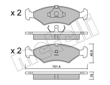 Тормозные колодки дисковые, комплект Metelli 22-0029-0