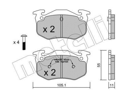 Тормозные колодки дисковые, комплект Metelli 22-0038-1