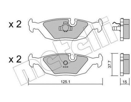Тормозные колодки дисковые, комплект Metelli 22-0070-0