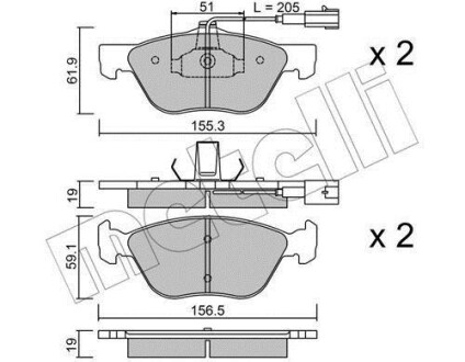 Тормозные колодки дисковые, комплект Metelli 22-0083-1