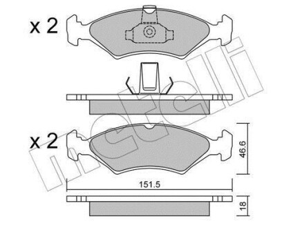 Тормозные колодки дисковые, комплект Metelli 22-0093-0