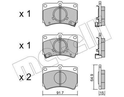 Тормозные колодки дисковые, комплект Metelli 22-0103-0