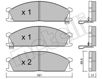 Тормозные колодки дисковые, комплект Metelli 22-0107-1