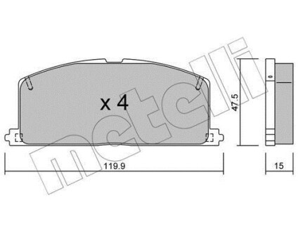 Тормозные колодки дисковые, комплект Metelli 22-0108-0