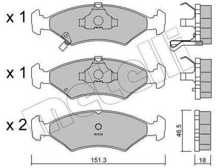 Тормозные колодки дисковые, комплект Metelli 22-0127-0