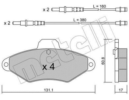 Тормозные колодки дисковые, комплект Metelli 22-0144-0