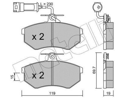 Тормозные колодки дисковые, комплект Metelli 22-0148-1