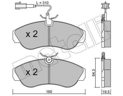 Тормозные колодки дисковые, комплект Metelli 22-0155-1