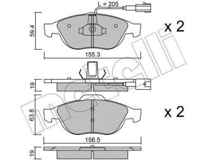 Тормозные колодки дисковые, комплект Metelli 22-0220-0