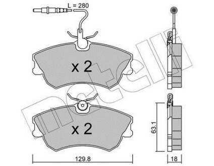 Тормозные колодки дисковые, комплект Metelli 22-0222-0