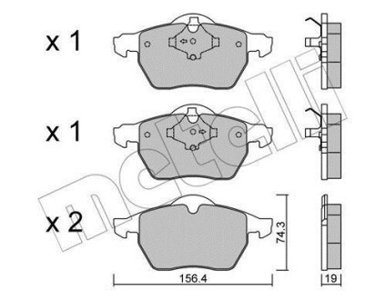 Тормозные колодки дисковые, комплект Metelli 22-0314-1