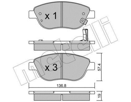 Тормозные колодки дисковые, комплект Metelli 22-0322-2