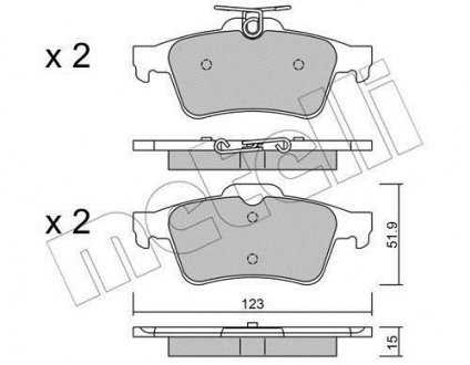 Колодки гальмівні (задні) Ford Connect 13-/Kuga/C-Max/Focus/Volvo V40 12- Metelli 22-0337-3