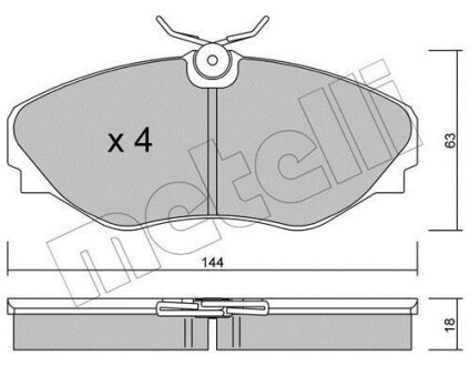 Тормозные колодки дисковые, комплект Metelli 22-0338-0