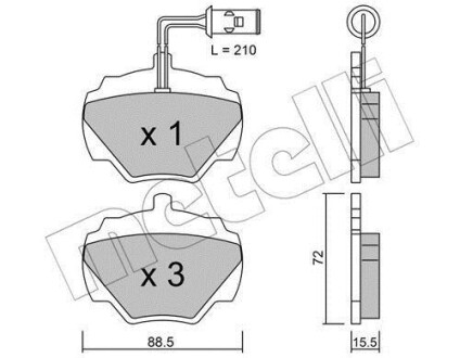 Тормозные колодки дисковые, комплект Metelli 22-0353-1