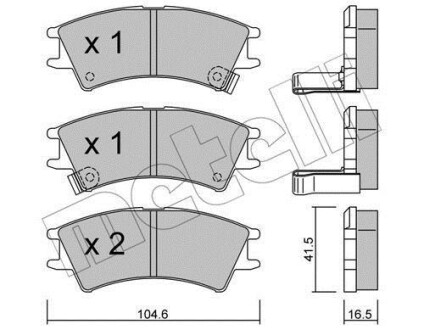 Тормозные колодки дисковые, комплект Metelli 22-0361-0