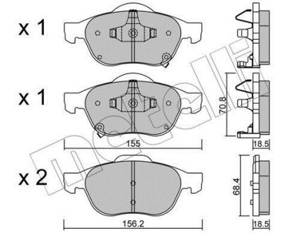 Тормозные колодки дисковые, комплект Metelli 22-0448-0