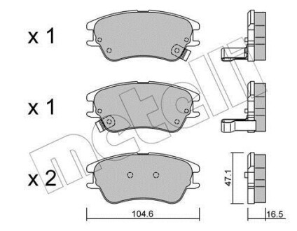 Тормозные колодки дисковые, комплект Metelli 22-0502-0