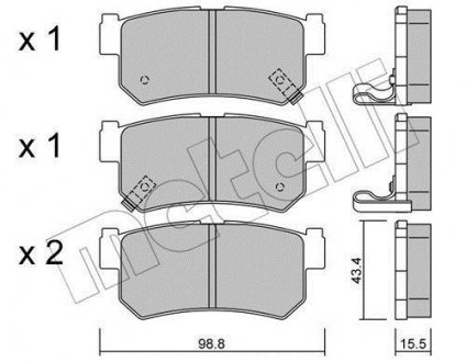 Колодки гальмівні (задні) Ssangyong Rexton 02-/Actyon 05-/Korando 97-06 Metelli 22-0519-0