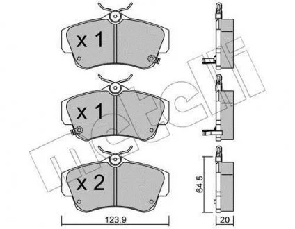 Колодки гальмівні (передні) Chrysler PT Cruiser 1.6-2.4 00-10 Metelli 22-0521-0