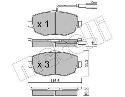 Тормозные колодки дисковые, комплект Metelli 22-0528-1