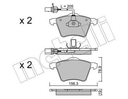 Тормозные колодки дисковые, комплект Metelli 22-0550-1